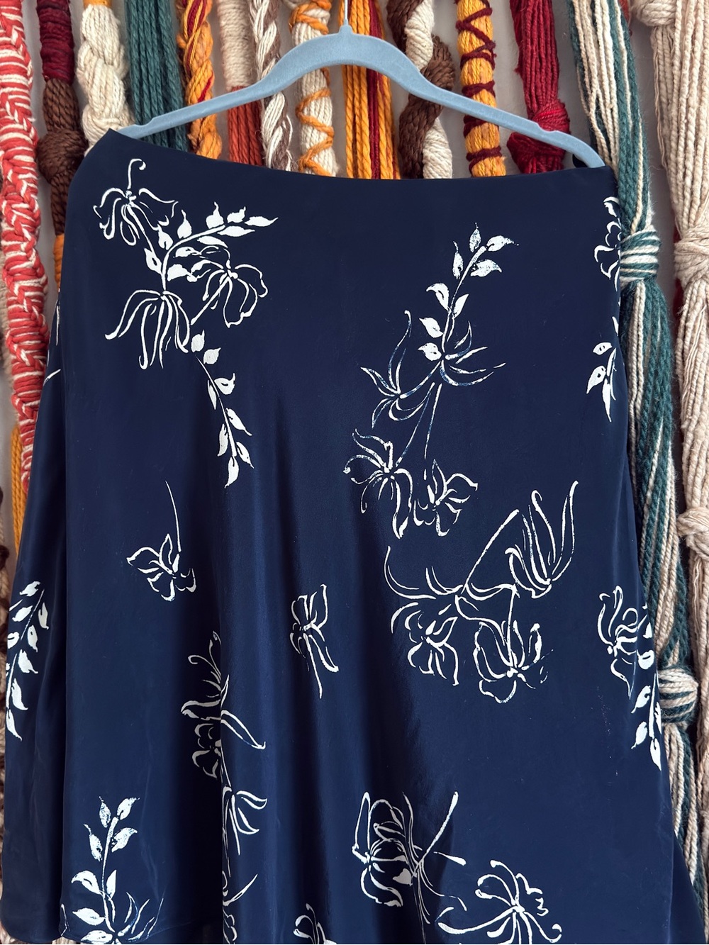 Ralph Lauren Navy and White Floral A-Line Skirt